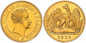 Brandenburg in den Marken - Preussen Friedrich Wilhelm III. 1797-1840 Doppelfriedrichs d'or 1839 A AKS 2. Jg. 110. 
 ss-vz/f.vz