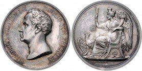Brandenburg in den Marken - Preussen Friedrich Wilhelm III. 1797-1840 Silbermedaille 1840 (v. Jachtmann) auf seinen Tod 
42,5mm 41,6g vz-st