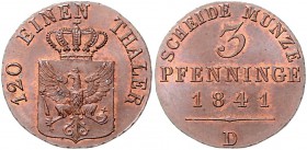 Brandenburg in den Marken - Preussen Friedrich Wilhelm IV. 1840-1861 3 Pfennig 1841 AKS 90. Jg. 44. 
 f.st