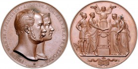 Brandenburg in den Marken - Preussen Friedrich Wilhelm IV. 1840-1861 Bronzemedaille 1854 (v. Kullrich/Daege) a.d. Silberhochzeit des Prinzen Wilhelm v...