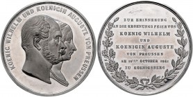 Brandenburg in den Marken - Preussen Wilhelm I. 1861-1888 Zinnmedaille 1861 (unsign.) a.d. Krönungsfeier von Wilhelm und Auguste am 18. Oktober in Kön...