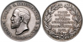 Braunschweig und Lüneburg - Braunschweig, Herzogtum Wilhelm 1831-1884 Silbermedaille 1877 (v. Petersen) Preismedaille der Gewerbeausstellung in Brauns...