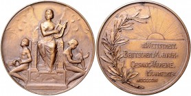 Frankfurt - Stadt Bronzemedaille 1903 (v. Lauer) auf den zweiten Wettstreit Deutscher Männergesangvereine 
50,3mm 31,9g vz