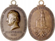 Frankfurt - Stadt Bronzemedaille 1932 (v. A. Kraumann) a.d. XI. Deutsche Sängerbundesfest am 21.-24. Juli, i.Rd: CARL POELLATH, dazu komplettes Papier...
