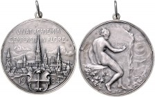 Freiburg - Stadt Silbermedaille 1904 a.d. Immatrikulation des 2000. Studenten in Freiburg, Rs: Punze 990 
m.Öse u. Ring, 35,2mm 18,3g vz