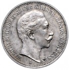 Preussen Wilhelm II. 1888-1918 20 Mark A Einseitige Probe der Portraitseite in Eisen auf dickem Schrötling Schaaf -. Beckenb. -. 
11,7g vz