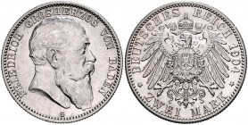 Baden Friedrich I. 1856-1907 2 Mark 1904 G J. 32. 
 vz-st