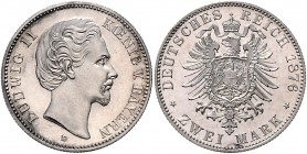 Bayern Ludwig II. 1864-1886 2 Mark 1876 D J. 41. 
min.Kr. EA