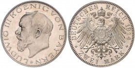 Bayern Ludwig III. 1913-1918 2 Mark 1914 D J. 51. 
 PP
