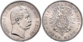 Hessen Ludwig III. 1848-1877 5 Mark 1876 H J. 67. 
 vz-st