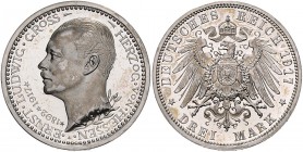 Hessen Ernst Ludwig 1892-1918 3 Mark 1917 A Zum 25-jährigen Regierungsjubiläum J. 77. 
 PP-
