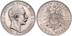 Preussen Wilhelm II. 1888-1918 2 Mark 1888 A J. 100. 
 st-