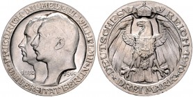Preussen Wilhelm II. 1888-1918 3 Mark 1910 A Zur Jahrhundertfeier der Universität Berlin J. 107. 
 f.st