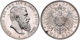 Reuss - Obergreiz Heinrich XXII. 1859-1902 2 Mark 1899 A J. 118. 
Vs: winz.Sf. vz-st