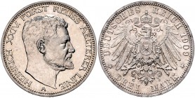 Reuss - Obergreiz Heinrich XXIV. 1902-1918 3 Mark 1909 A J. 119. 
 vz-st/st