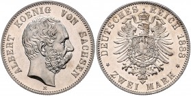 Sachsen Albert 1873-1902 2 Mark 1888 E J. 121. 
Erstabschlag vz-st