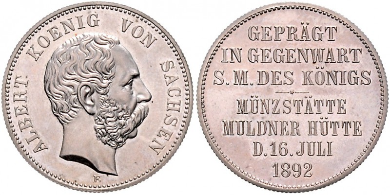 Sachsen Albert 1873-1902 Denkmünze 1892 E in 2-Mark-Größe Auf den Münzbesuch des...