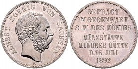 Sachsen Albert 1873-1902 Denkmünze 1892 E in 2-Mark-Größe Auf den Münzbesuch des Königs J. 126. 
 EA