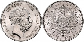 Sachsen Albert 1873-1902 2 Mark 1902 E Auf den Tod des Königs J. 127. 
 st-/st
