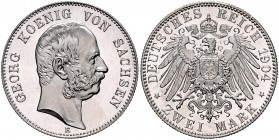 Sachsen Georg 1902-1904 2 Mark 1904 E J. 129. 
Prachtexemplar! st