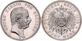 Sachsen Georg 1902-1904 5 Mark 1903 E J. 130. 
Prachtexemplar! PP