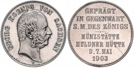 Sachsen Georg 1902-1904 Denkmünze 1903 E in 2-Mark-Größe Auf den Münzbesuch des Königs J. 131. 
 EA