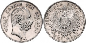 Sachsen Georg 1902-1904 2 Mark 1904 E Auf den Tod des Königs J. 132. 
 st-/st