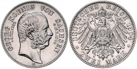 Sachsen Georg 1902-1904 2 Mark 1904 E Auf den Tod des Königs J. 132. 
 f.st