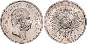 Sachsen Georg 1902-1904 5 Mark 1904 E Auf den Tod des Königs J. 133. 
Prachtexemplar! st