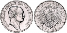 Sachsen Friedrich August III. 1904-1918 2 Mark 1914 E J. 134. 
 st-/st