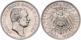 Sachsen Friedrich August III. 1904-1918 3 Mark 1912 E J. 135. 
 f.st