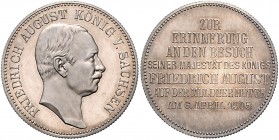 Sachsen Friedrich August III. 1904-1918 Denkmünze 1905 E in 2-Mark-Größe Auf den Münzbesuch des Königs J. 137. 
winz.Rf. EA