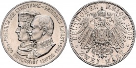 Sachsen Friedrich August III. 1904-1918 2 Mark 1909 (E) Zur 500-Jahrfeier der Universität Leipzig J. 138. 
 st