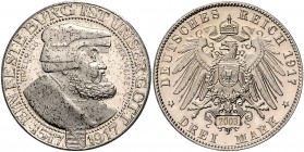 Sachsen Friedrich August III. 1904-1918 Nachprägung 2003 von 3 Mark 1917 Friedrich der Weise" J. zu141. "
etw. fleckige Patina PP