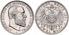Sachsen - Coburg und Gotha Alfred 1893-1900 2 Mark 1895 A J. 145. 
 f.st