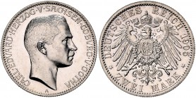 Sachsen - Coburg und Gotha Carl Eduard 1900-1918 2 Mark 1905 A J. 147. 
 f.st