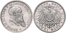Sachsen - Meiningen Georg II. 1866-1915 2 Mark 1901 D Zum 75. Geburtstag des Herzogs J. 149. 
 vz-st/st