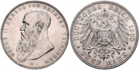 Sachsen - Meiningen Georg II. 1866-1915 5 Mark 1908 D Der Bart ist abgerundet und 1,5 mm vom Perlkreis entfernt J. 153b. 
 f.vz