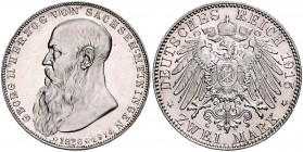 Sachsen - Meiningen Georg II. 1866-1915 2 Mark 1915 (D) Auf den Tod des Herzogs J. 154. 
 vz+