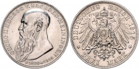 Sachsen - Meiningen Georg II. 1866-1915 3 Mark 1915 (D) Auf den Tod des Herzogs J. 155. 
 vz-st