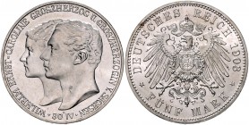 Sachsen - Weimar-Eisenach Wilhelm Ernst 1901-1918 5 Mark 1903 A Zur Hochzeit mit Caroline von Reuß J. 159. 
winz.Kr. f.st/st