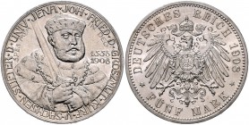 Sachsen - Weimar-Eisenach Wilhelm Ernst 1901-1918 5 Mark 1908 (A) Zur 350-Jahrfeier der Universität Jena J. 161. 
 f.st