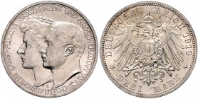 Sachsen - Weimar-Eisenach Wilhelm Ernst 1901-1918 3 Mark 1910 A Zur Hochzeit mit Feodora von Sachsen-Meiningen J. 162. 
 f.st