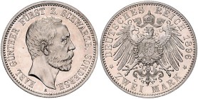 Schwarzburg - Sondershausen Karl Günther 1880-1909 2 Mark 1896 A J. 168. 
 vz-st aus PP