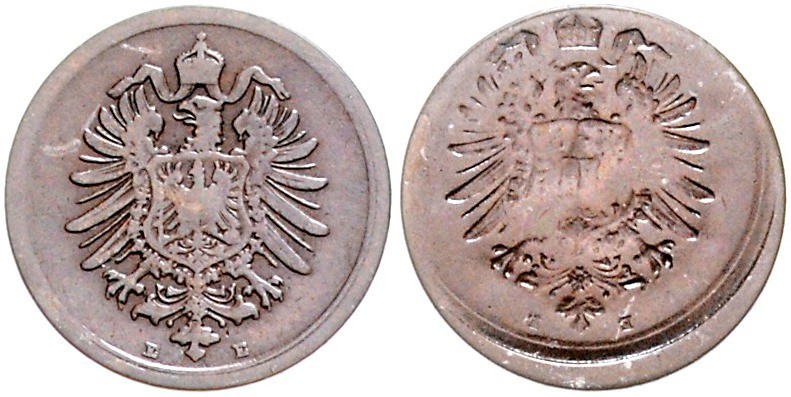 Kaiserreich Kleinmünzen 1 Pfennig o.J. Mzz. D Beidseitig Adler, eine Seite 120 G...