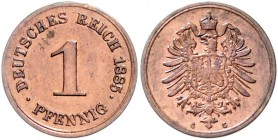 Kaiserreich Kleinmünzen 1 Pfennig 1885 G Rand feinst geriffelt J. zu 1. Schaaf vgl. Nr. 1G4-G6. 
 vz-