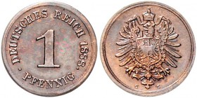 Kaiserreich Kleinmünzen 1 Pfennig 1888 G Rand deutlich geriffelt J. zu 1. Schaaf vgl. Nr. 1G4-G6. 
 vz