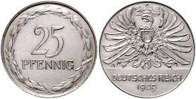 Kaiserreich Kleinmünzen 25 Pfennig 1909 A Motivprobe: Vorder- und Rückseite in anderer Gestaltung, in der Literatur bisher nicht bekannt J. zu 18. Sch...