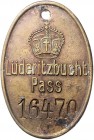 Deutsch-Südwestafrika Marke o.J. Eingeborenen-Pass-Marke Lüderitzbucht Pass 16470". Die Lüderitzbucht-Passmarken 16001-17000 wurden 1915 vor den heran...