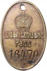 Deutsch-Südwestafrika Marke o.J. Eingeborenen-Pass-Marke Lüderitzbucht Pass 16470". Die Lüderitzbucht-Passmarken 16001-17000 wurden 1915 vor den heran...
